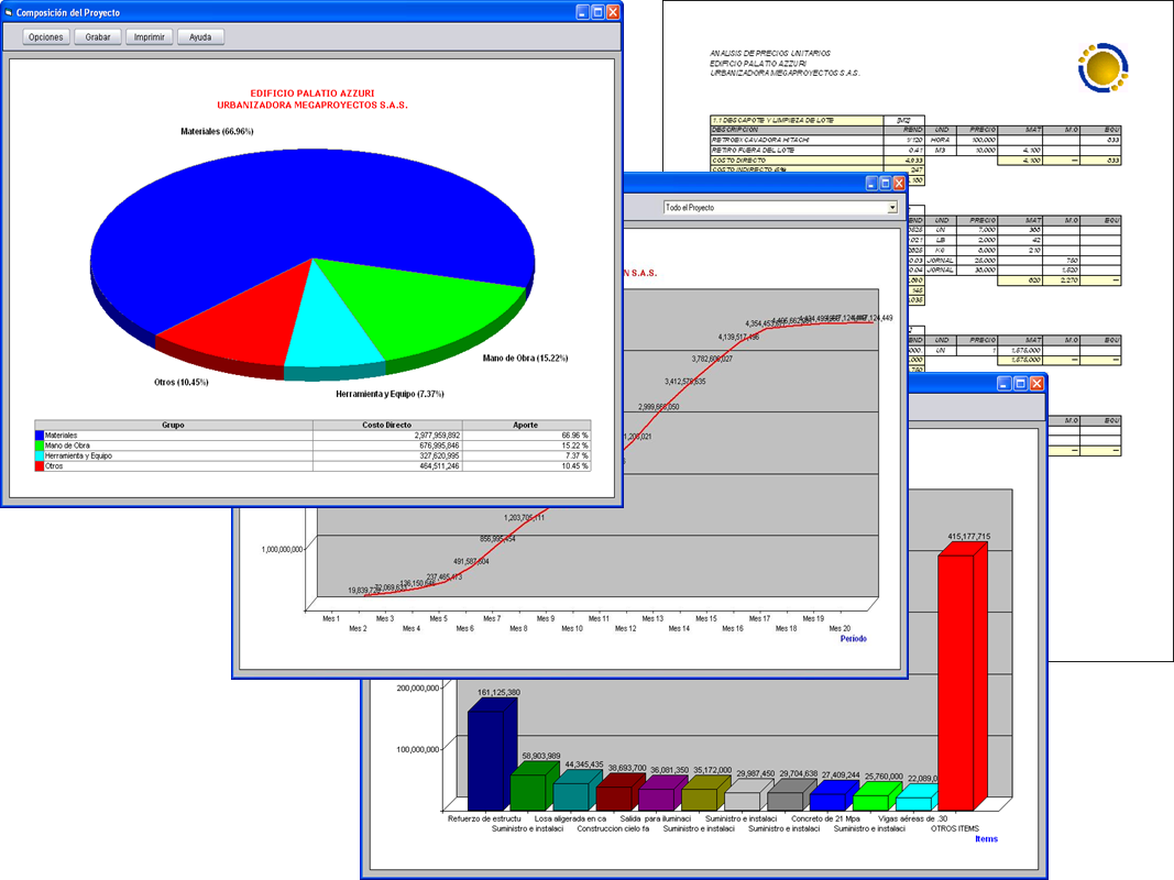 informes y gráficos software obras